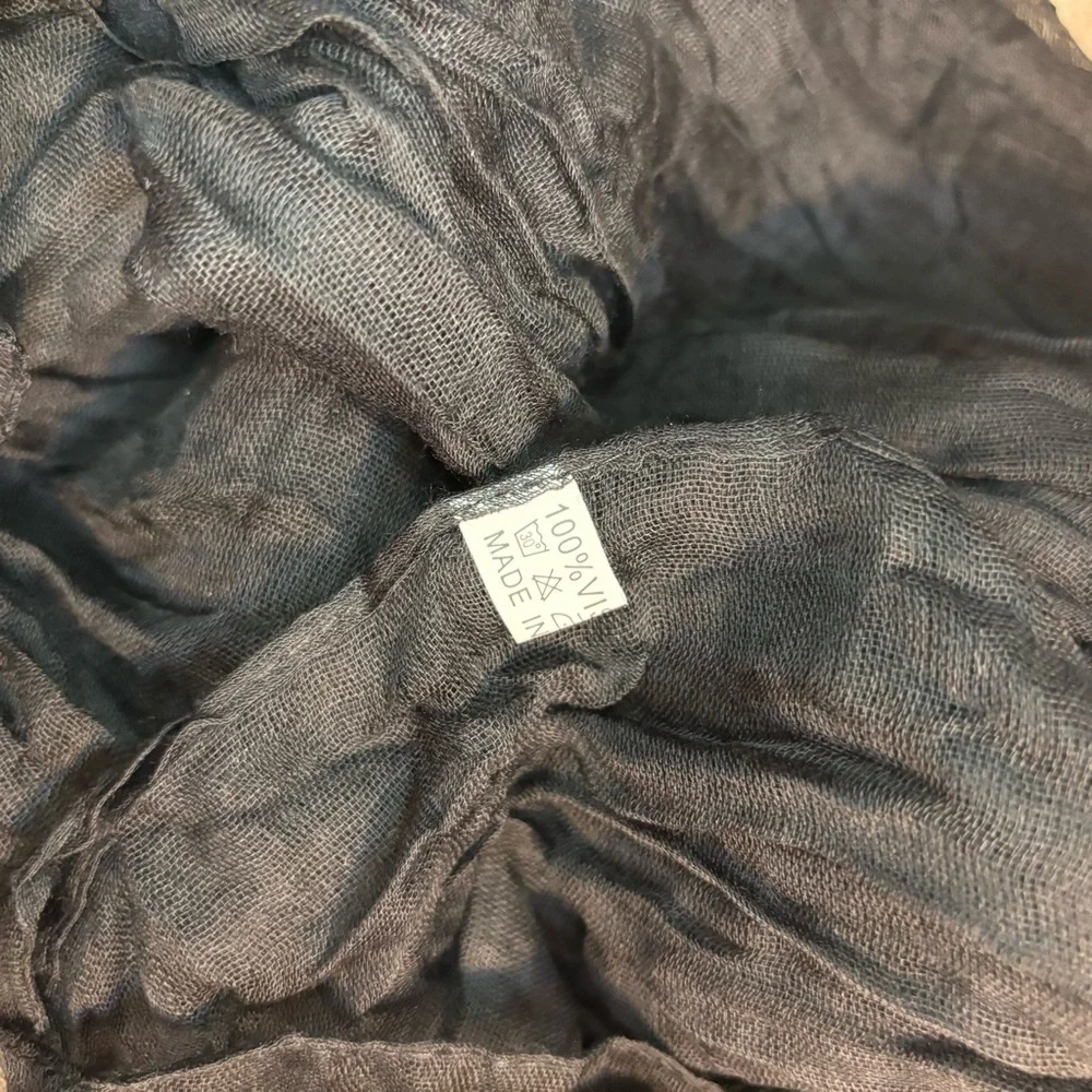 NWT Iris Scarf / Wrap Black Sheer Large Boho Versatile Linen-look Crunchy design